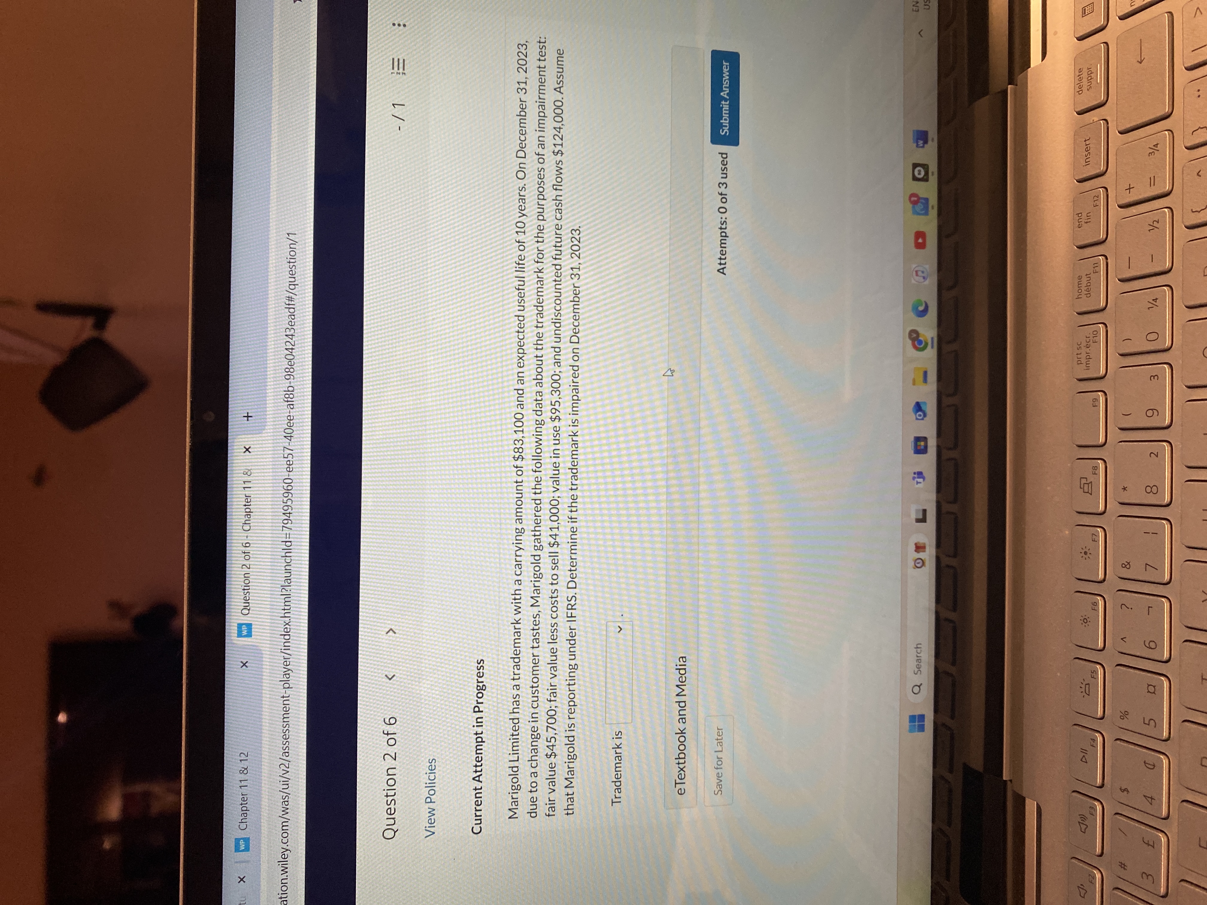 Trademark is x WP Chapter 11 & 12 x WP Question 2