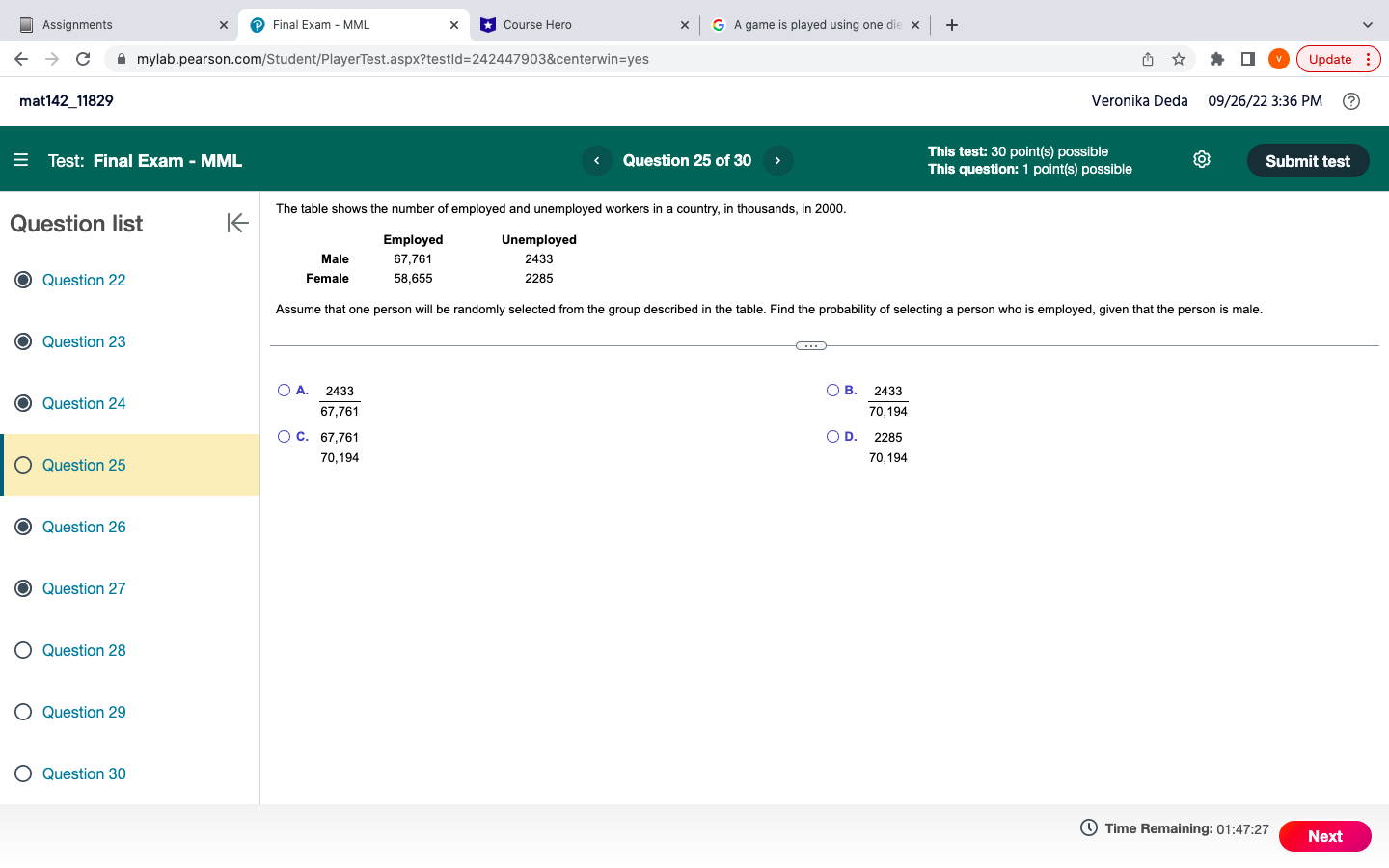 Assignments X Final Exam - MML X Course Hero x G