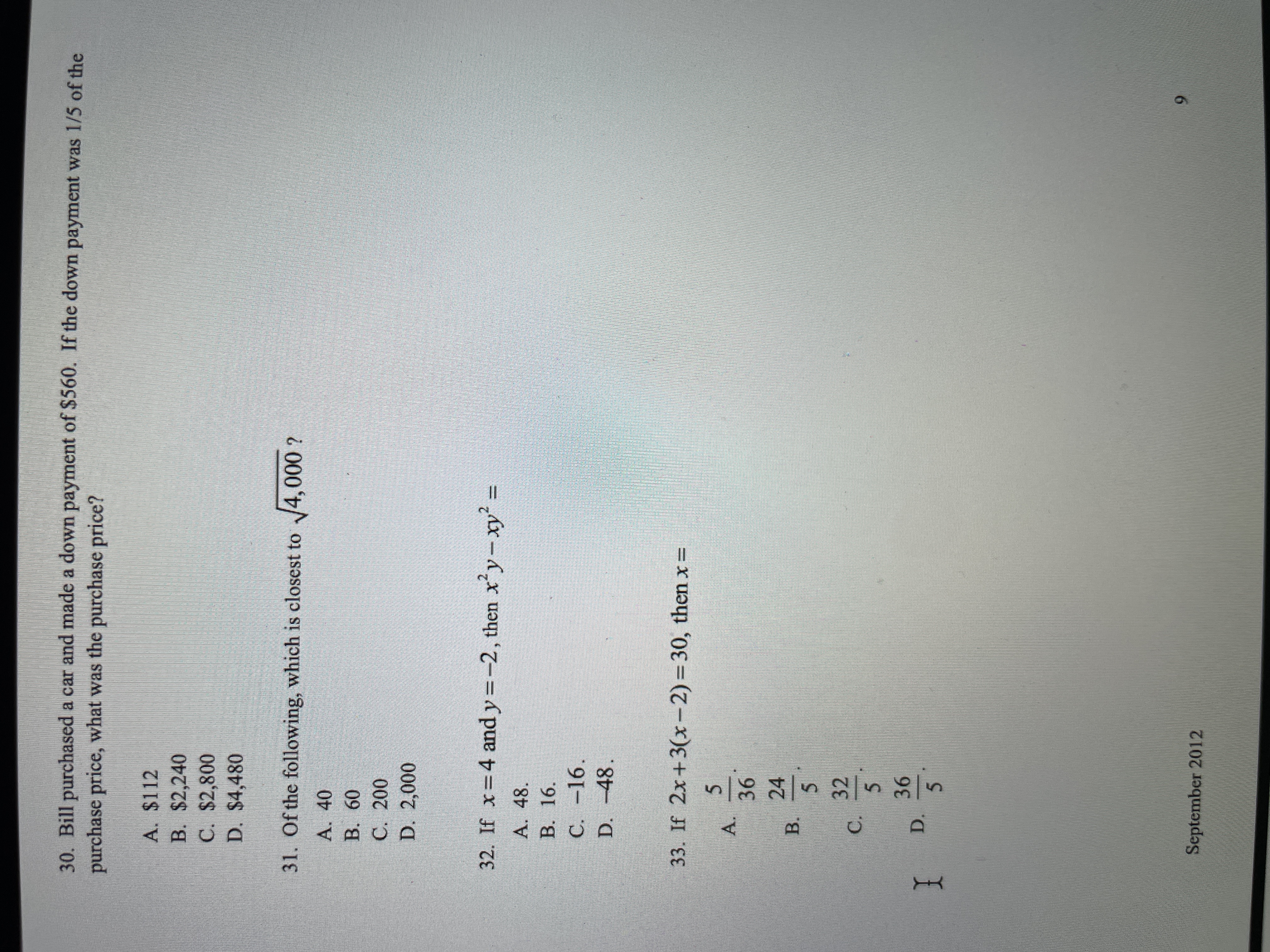 10. Which property of real numbers is