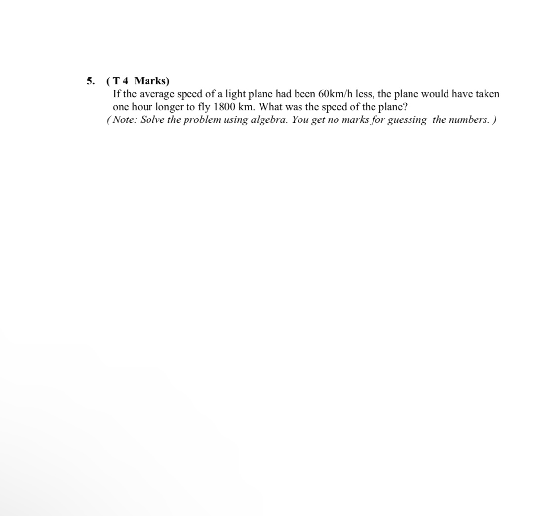 If the average speed of a light plane had been