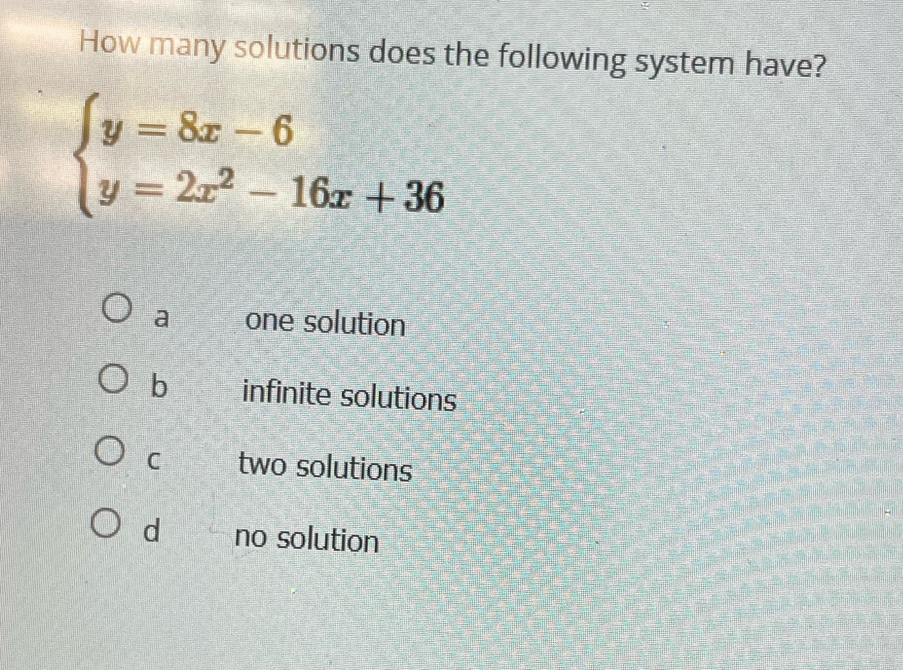 How many solutions does the following system