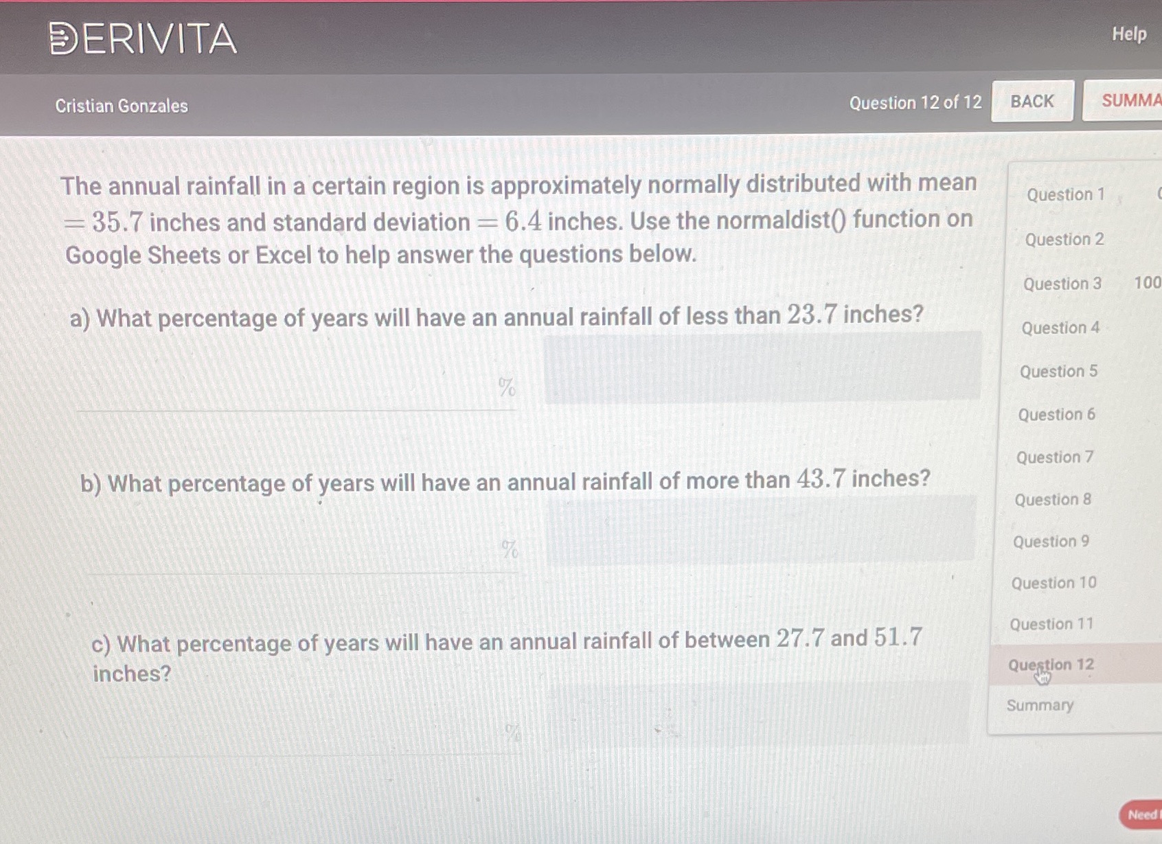 @ERlVlTA Cristian Gonzales Question 12 of 12 BACK