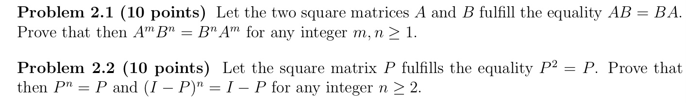 Problem 2.1 (10 points) Let the two square
