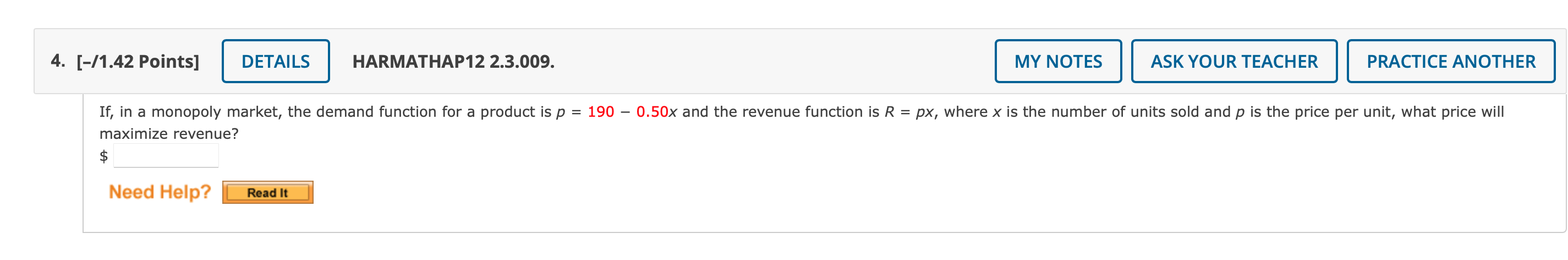 1. [-/1.42 Points] DETAILS HARMATHAP12 2.3.001.