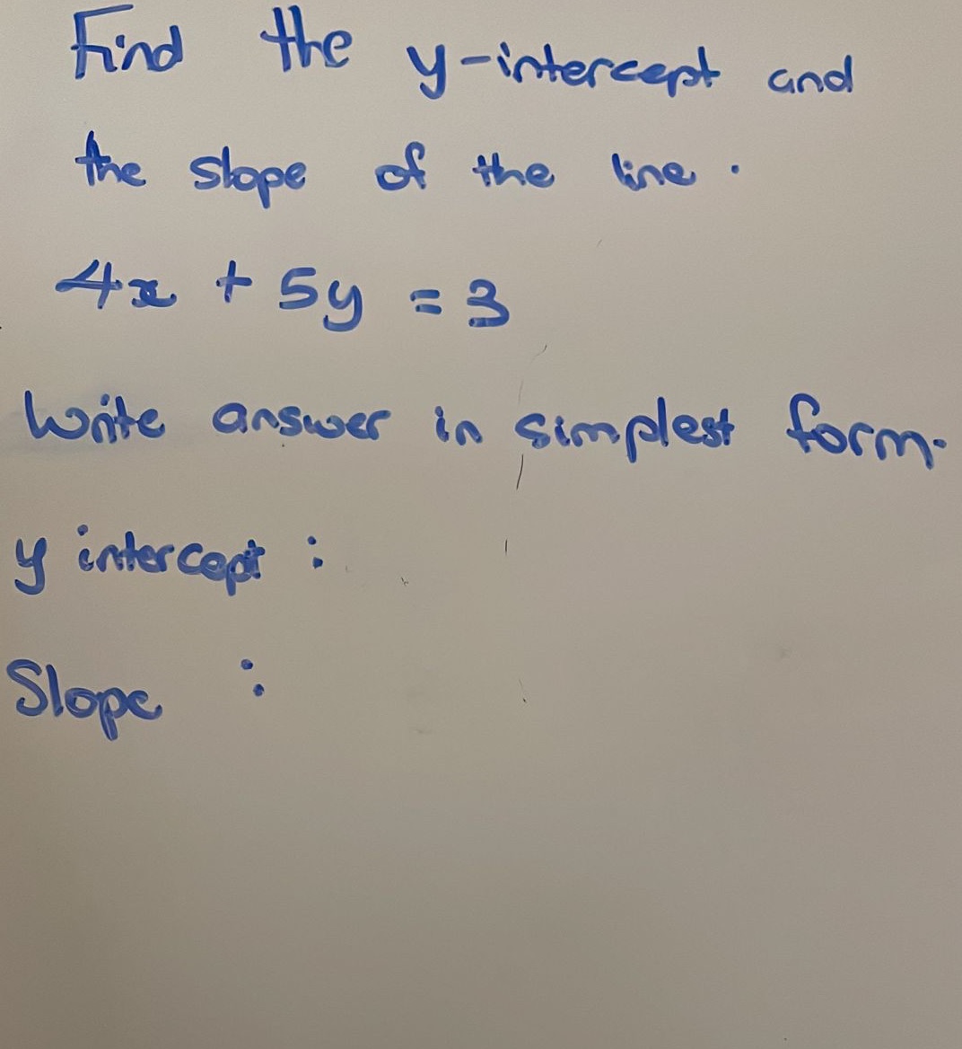 Find the y-intercept and the slope of the line.