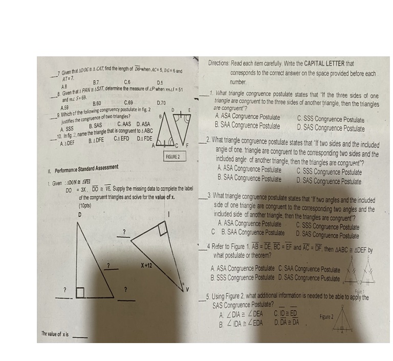 Grade 8 mathematics Directions: Read each item