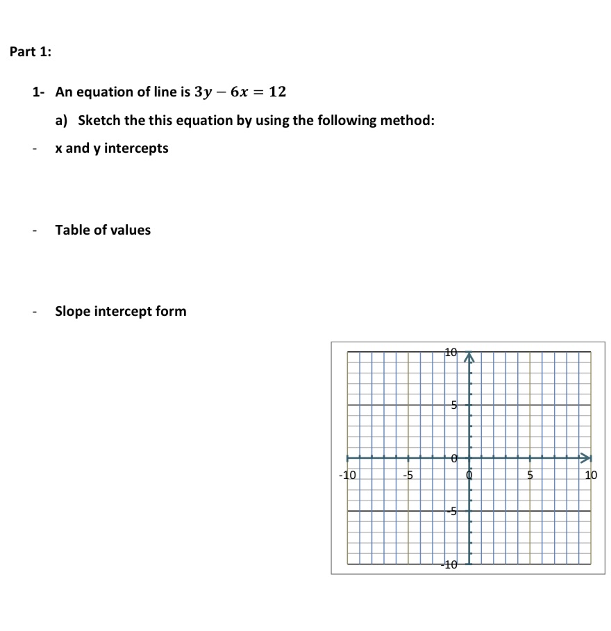 1. Please solve Part 1: 1- An equation of line is