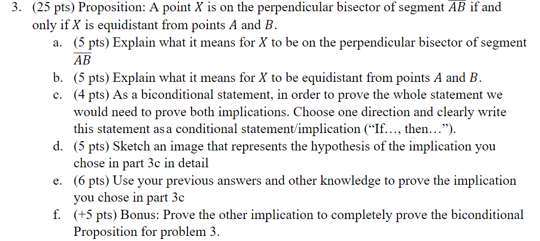 3. (25 pts) Proposition: A point X is on the