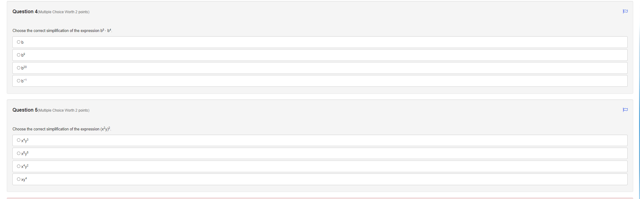 Question 1(Multiple Choice Worth 2 points) Choose