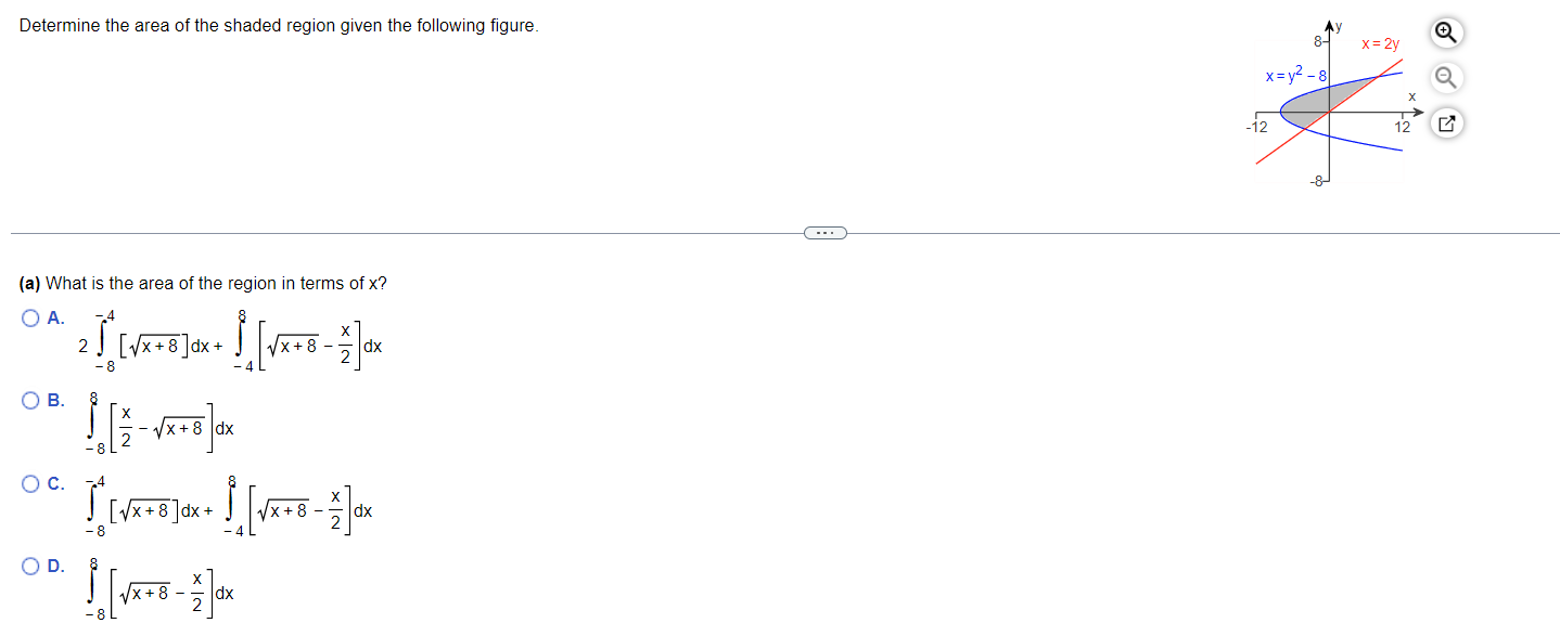 Determine the area of the shaded region given the