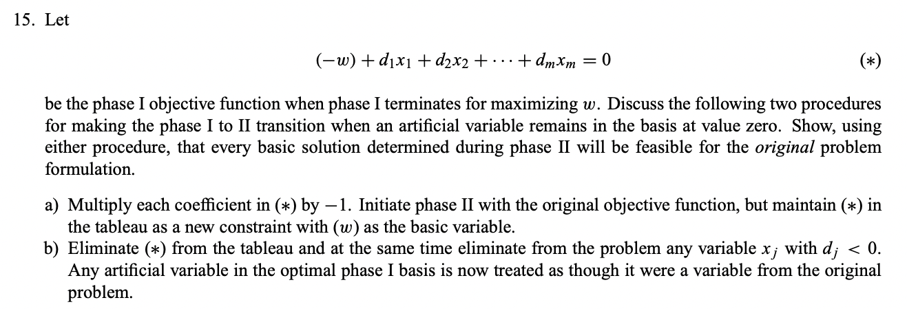 Solve below problem: 15. Let (- w) + dix1 + d2x2