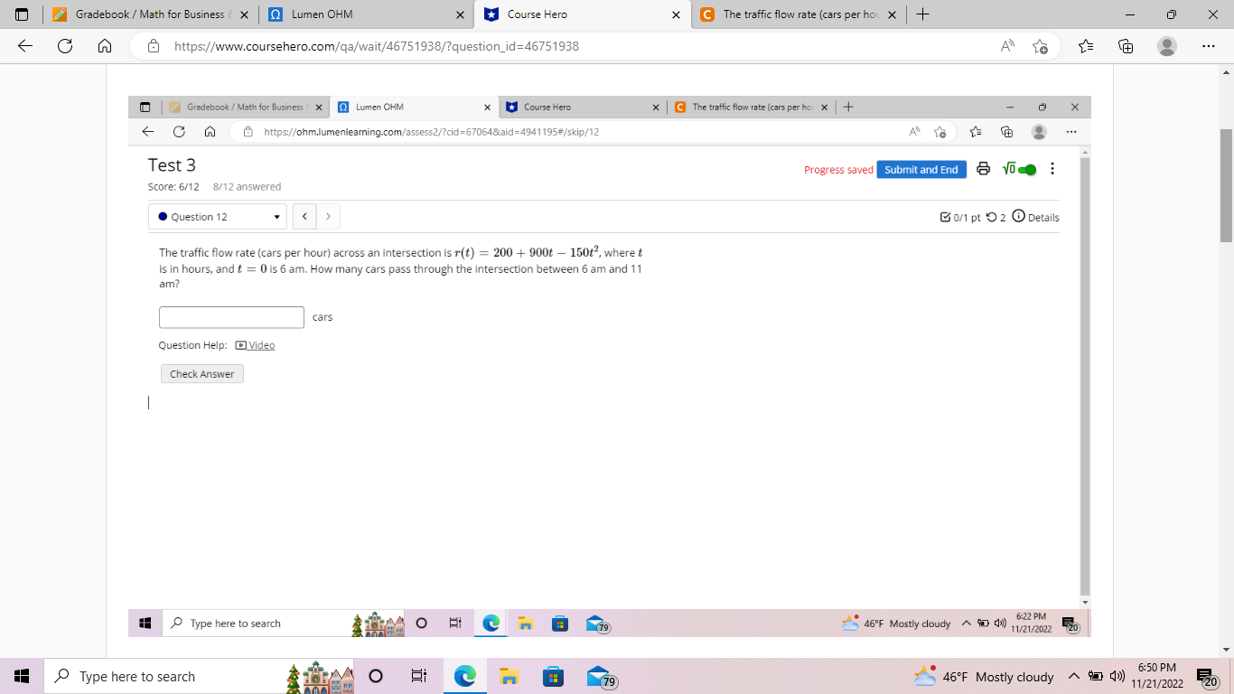 Gradebook / Math for Business & x 0 Lumen OHM X