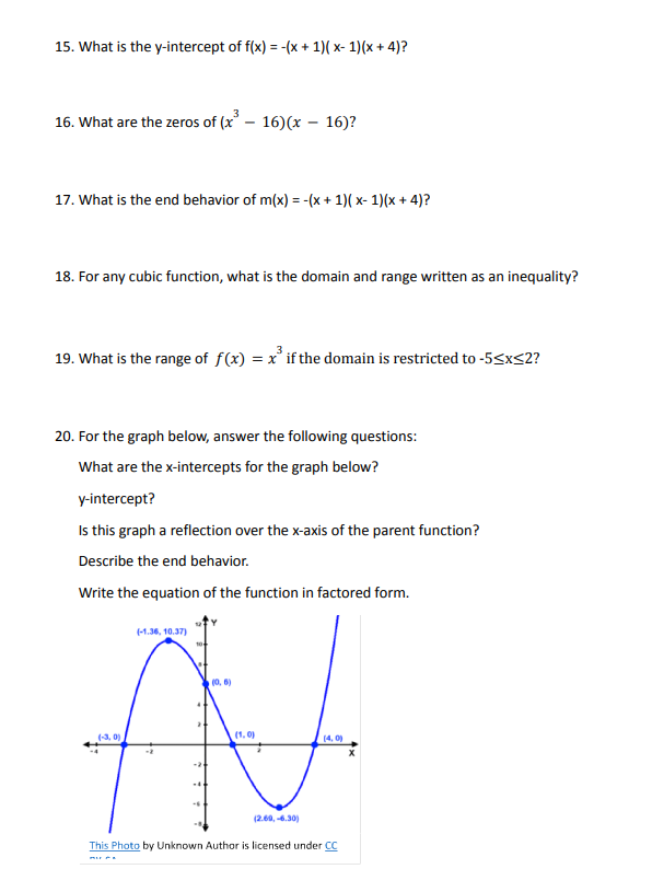 15. What is the y-intercept of f(x) = -(x + 1)(