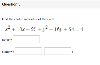 Question 1 What is the equation for this circle?