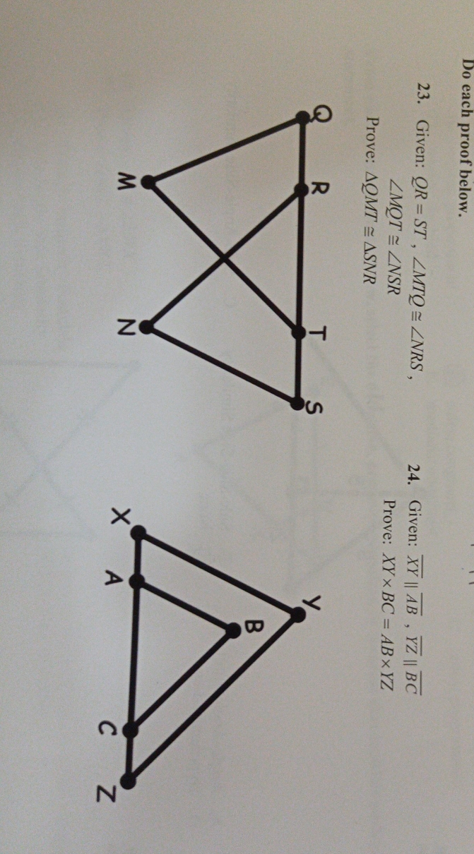 question 23 and 24 Do each proof below. 23.