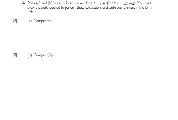 1. Parts (a) and (b) below refer to the numbers =