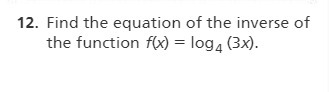 12. Find the equation of the inverse of the