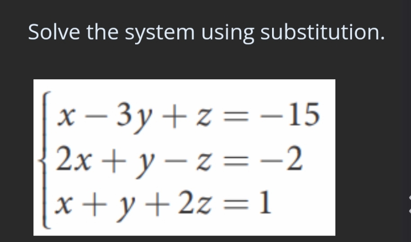 I have to solve for x y and z \f
