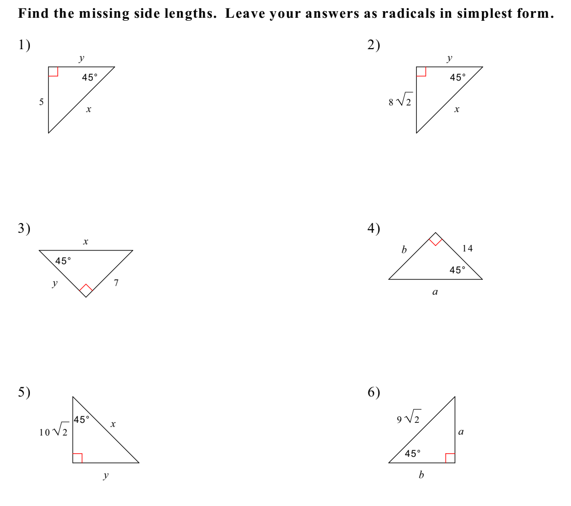 Find the missing side lengths. Leave your answers