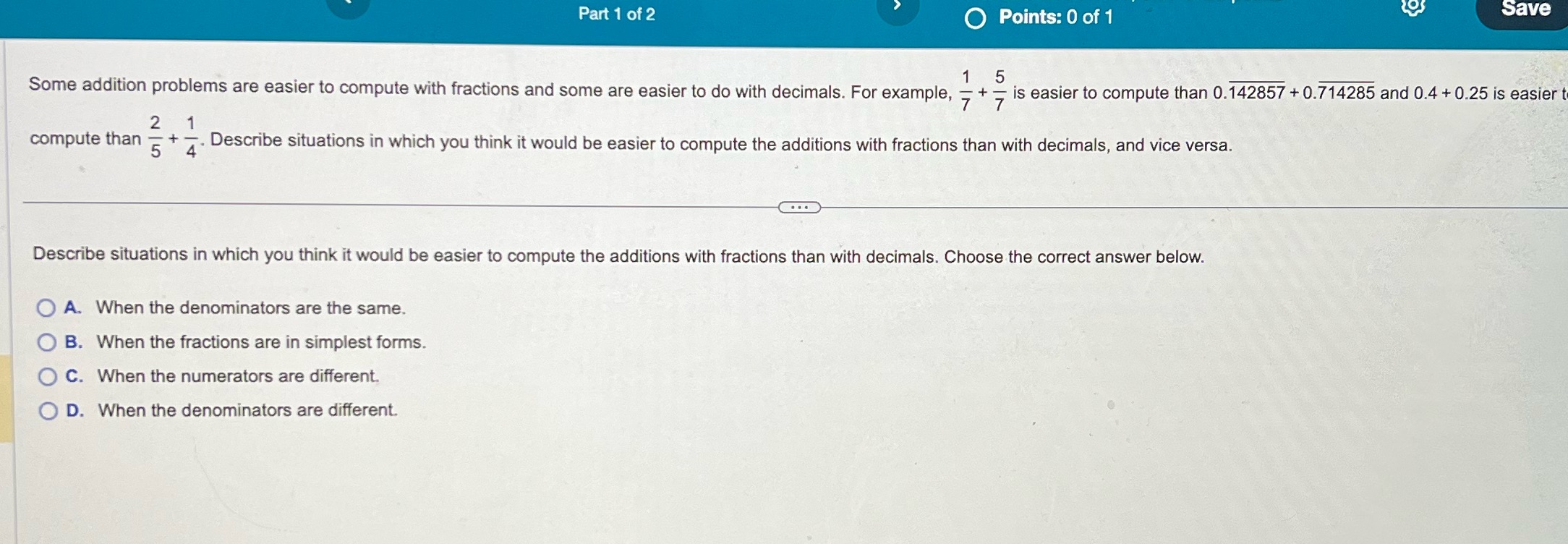 #16 part 1 Part 1 of 2 O Points: 0 of 1 Save Some