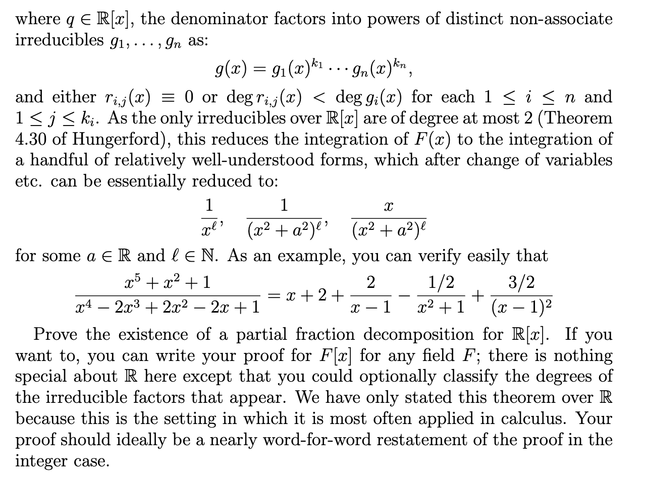 Question 9 (Partial fractions for polynomials).