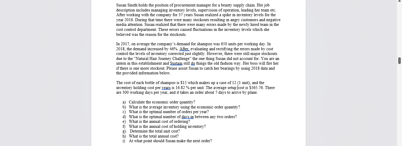 Susan Smith holds the position of procurement