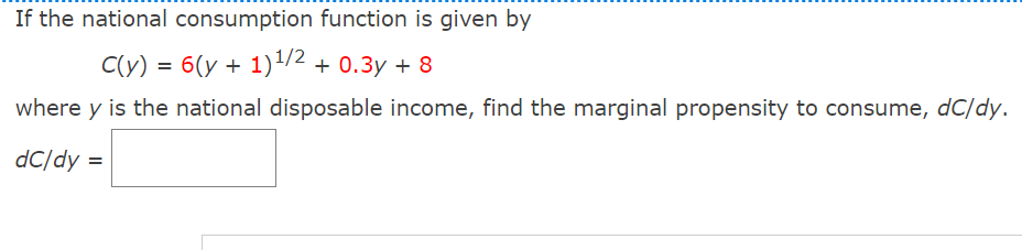 If the national consumption function is given by