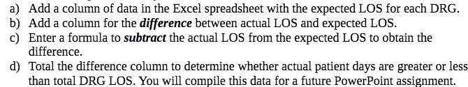 a) Add a column of data in the Excel spreadsheet