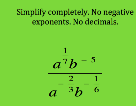 \f\f\fSimplify completely. No negative exponents.