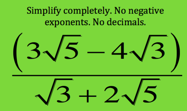 \f\f\fSimplify completely. No negative exponents.