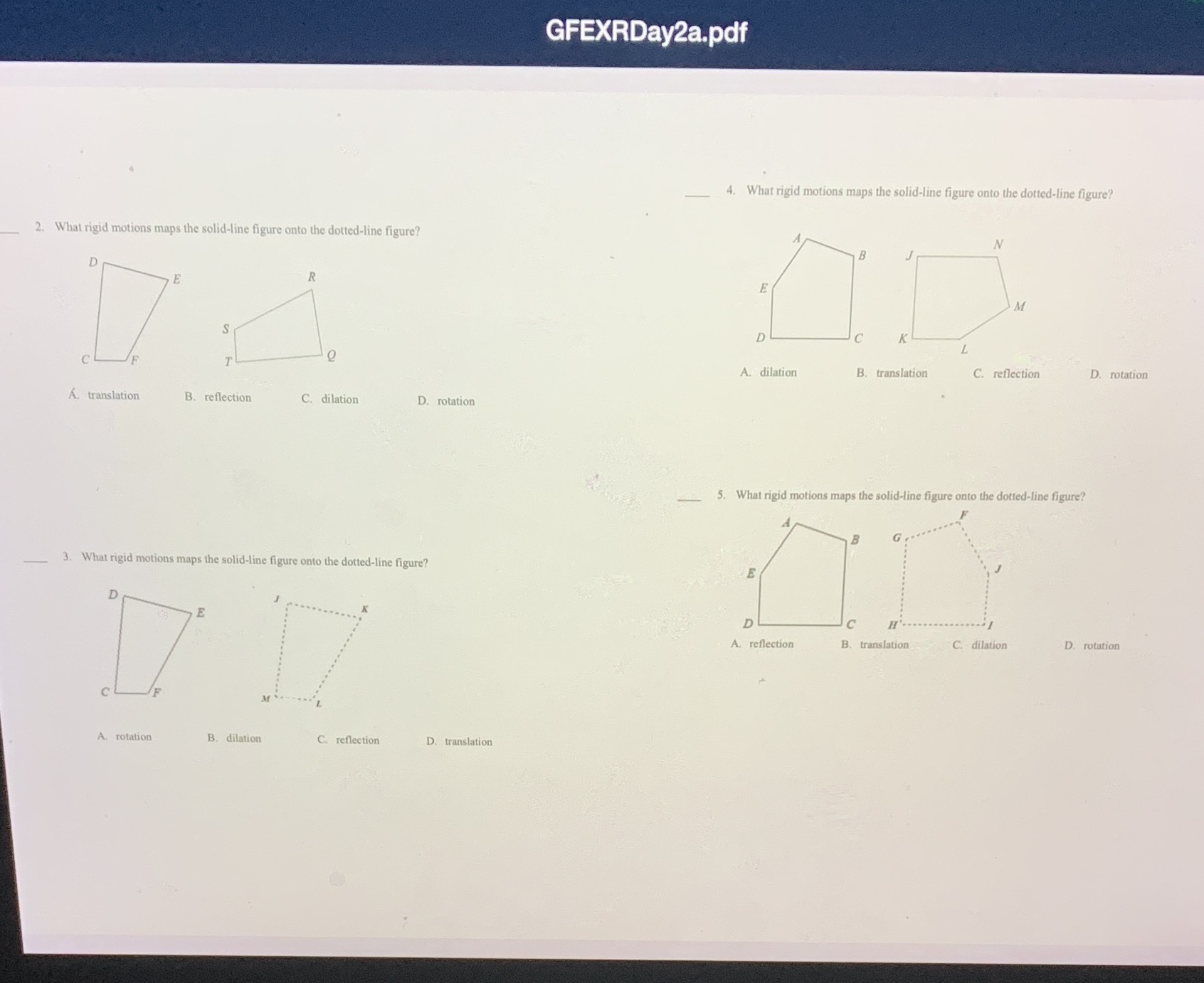 Please answer all GFEXRDay2a.pdf 4. What rigid