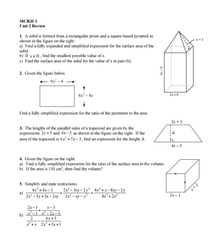 MCR3U1 Unit 2 Review 1. A solid is formed from a