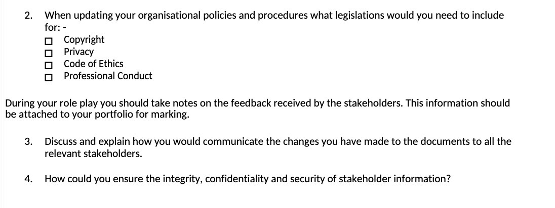 2. When updating your organisational policies and