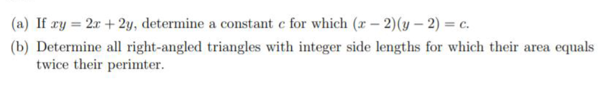 Q1: (a) If xy = 2x + 2y, determine a constant c