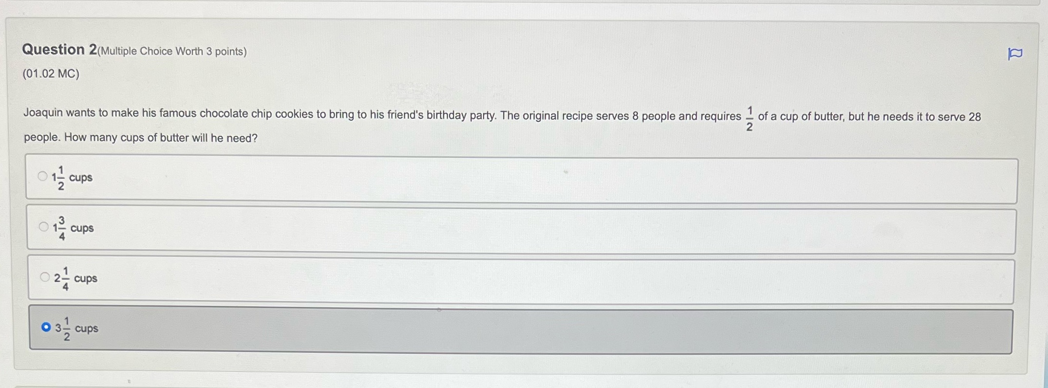 Question 2(Multiple Choice Worth 3 points) (01.02