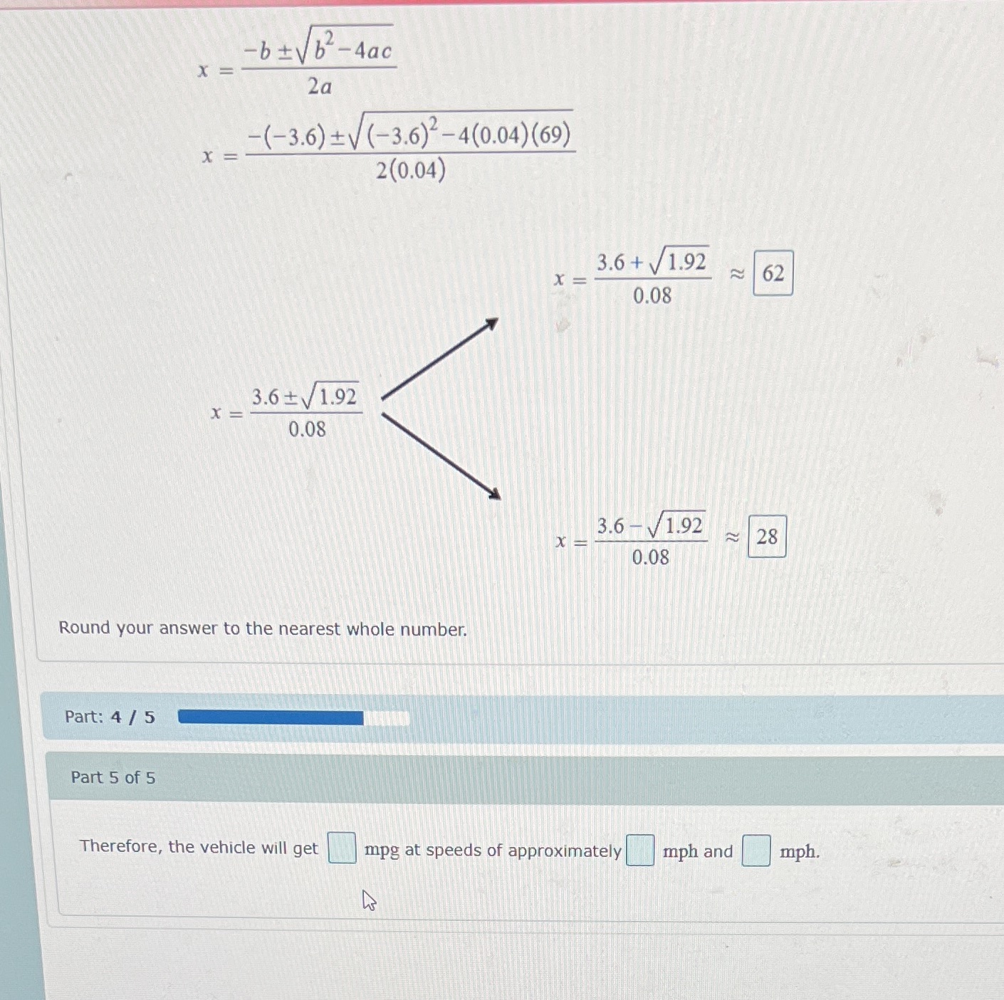 9 pt 5 -b+vb-4ac X = 2a x - (-3.6) +V