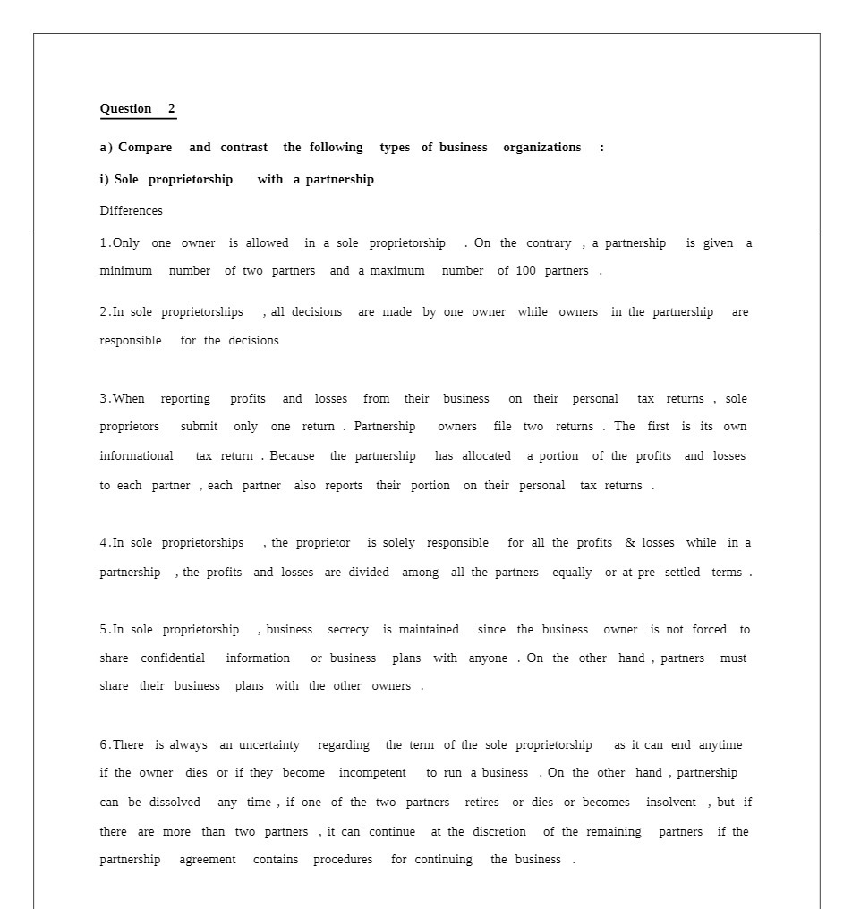 Question 2 a) Compare and contrast the following