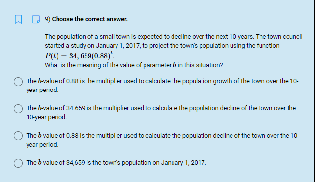 Subject : Algebra 1 Objective : Answer the given
