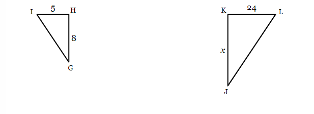 Triangle GHI is similar to triangle JKL. Find the