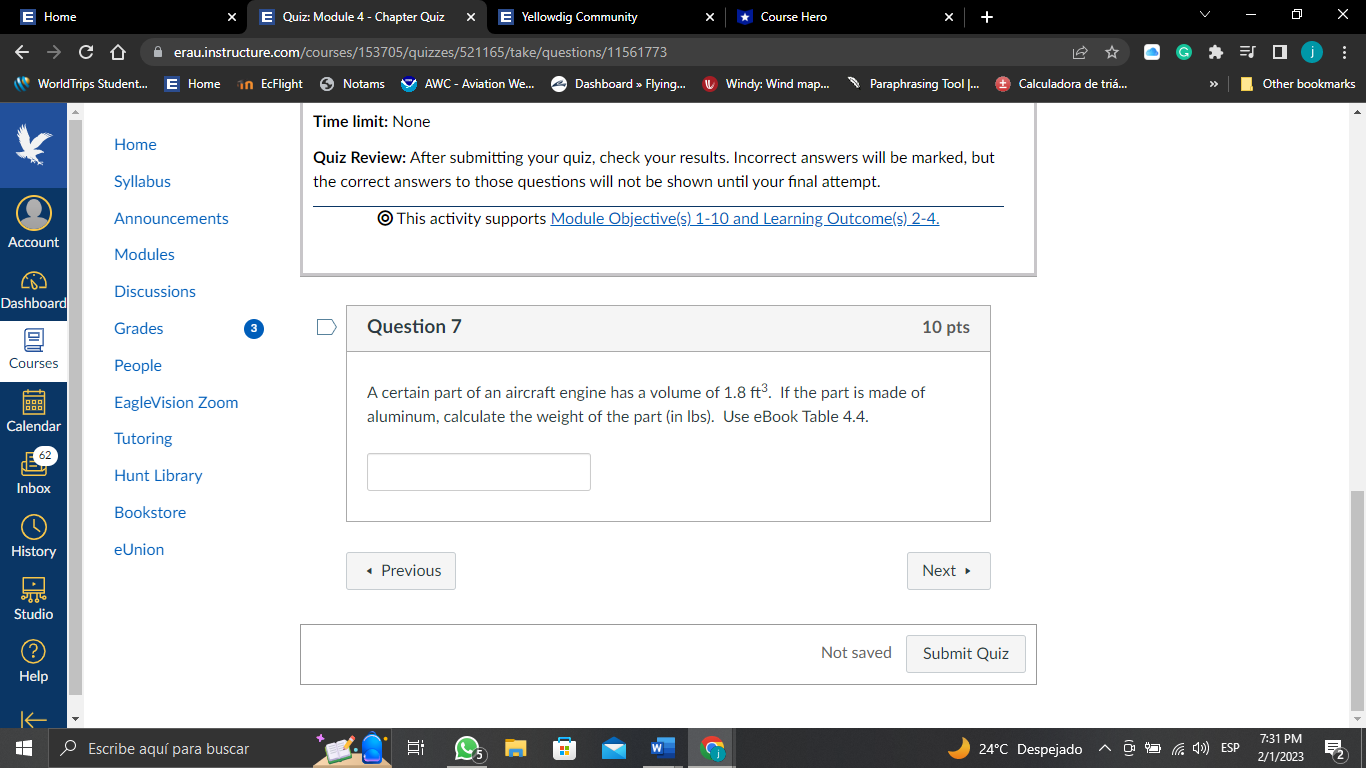 X E Home X E Quiz: Module 4 - Chapter Quiz X E