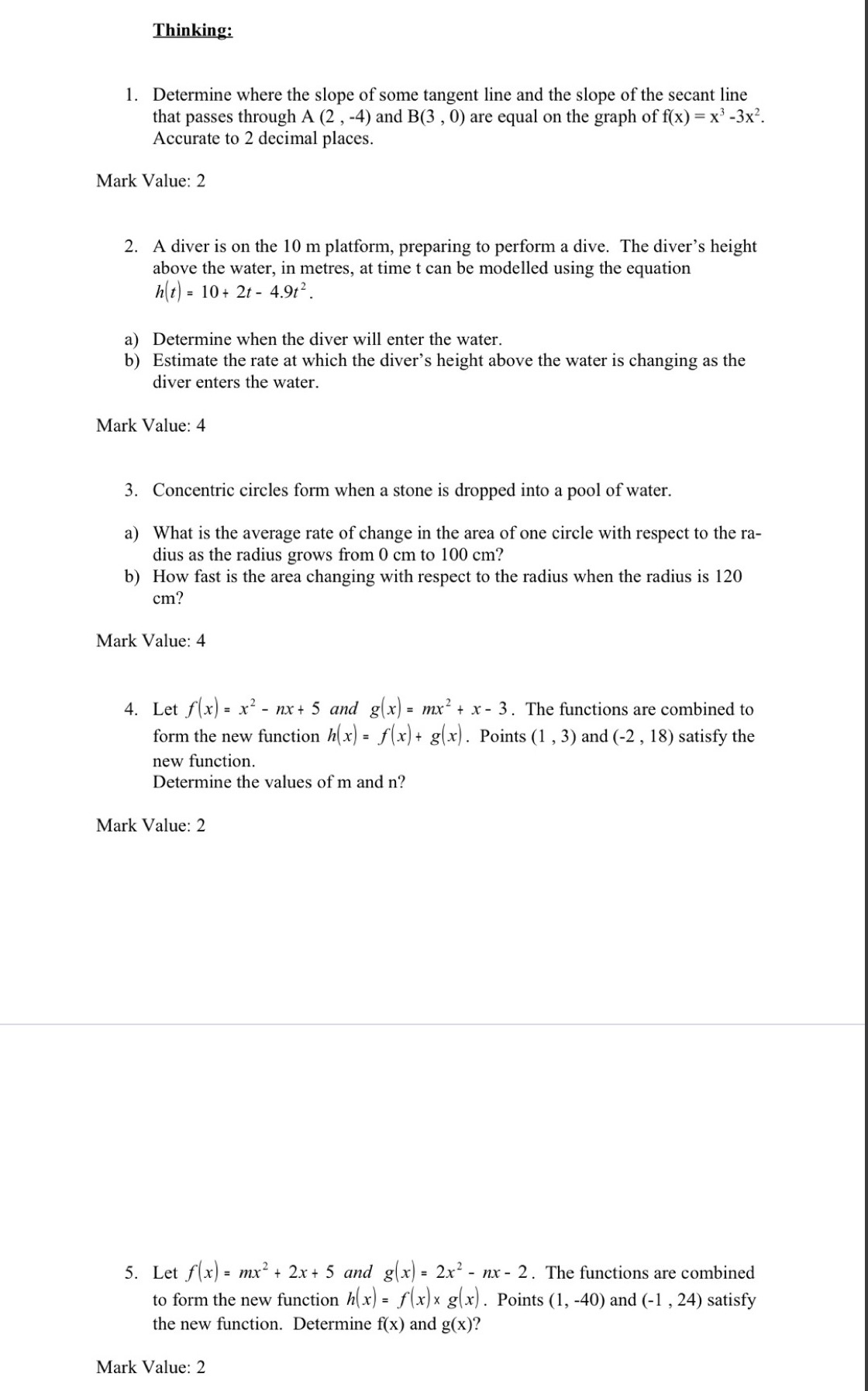 Question 1-5 Thinking; 1. Determine where the