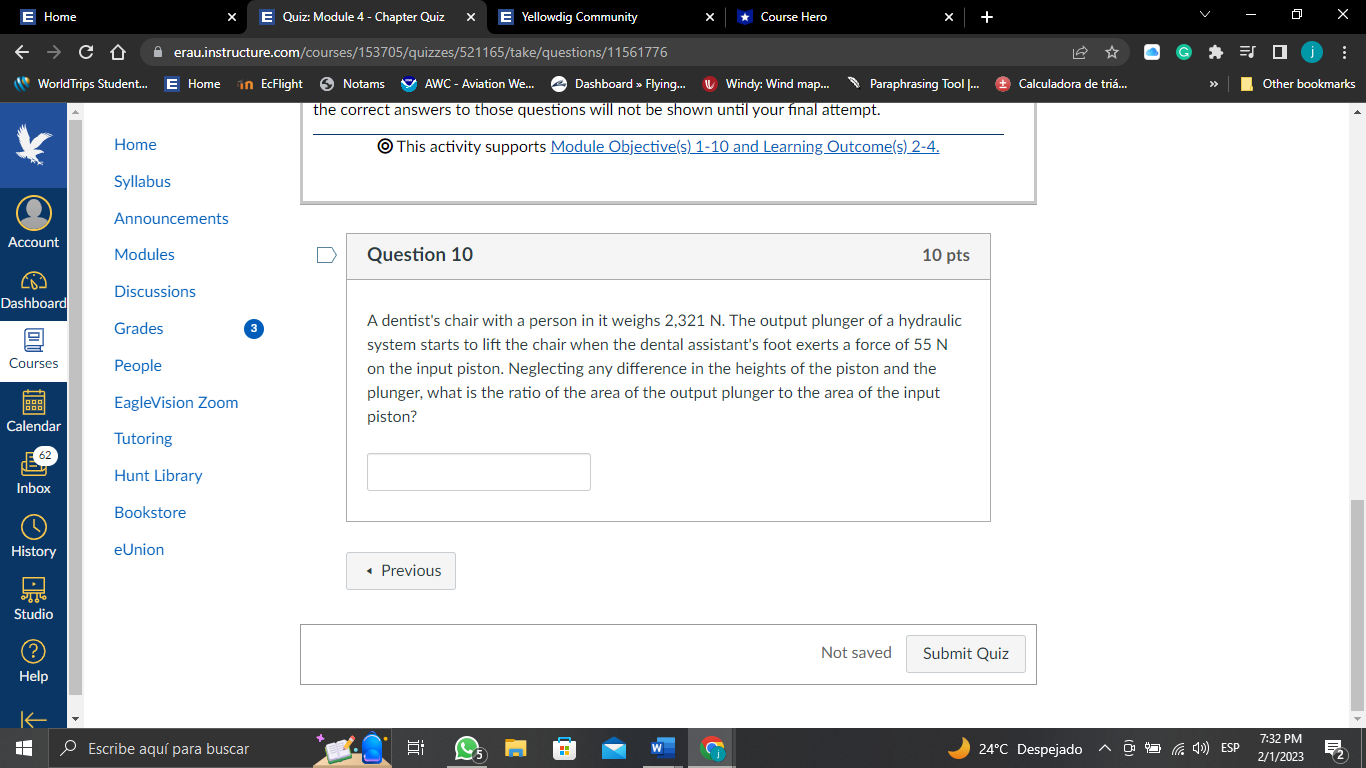 X E Home X E Quiz: Module 4 - Chapter Quiz X E