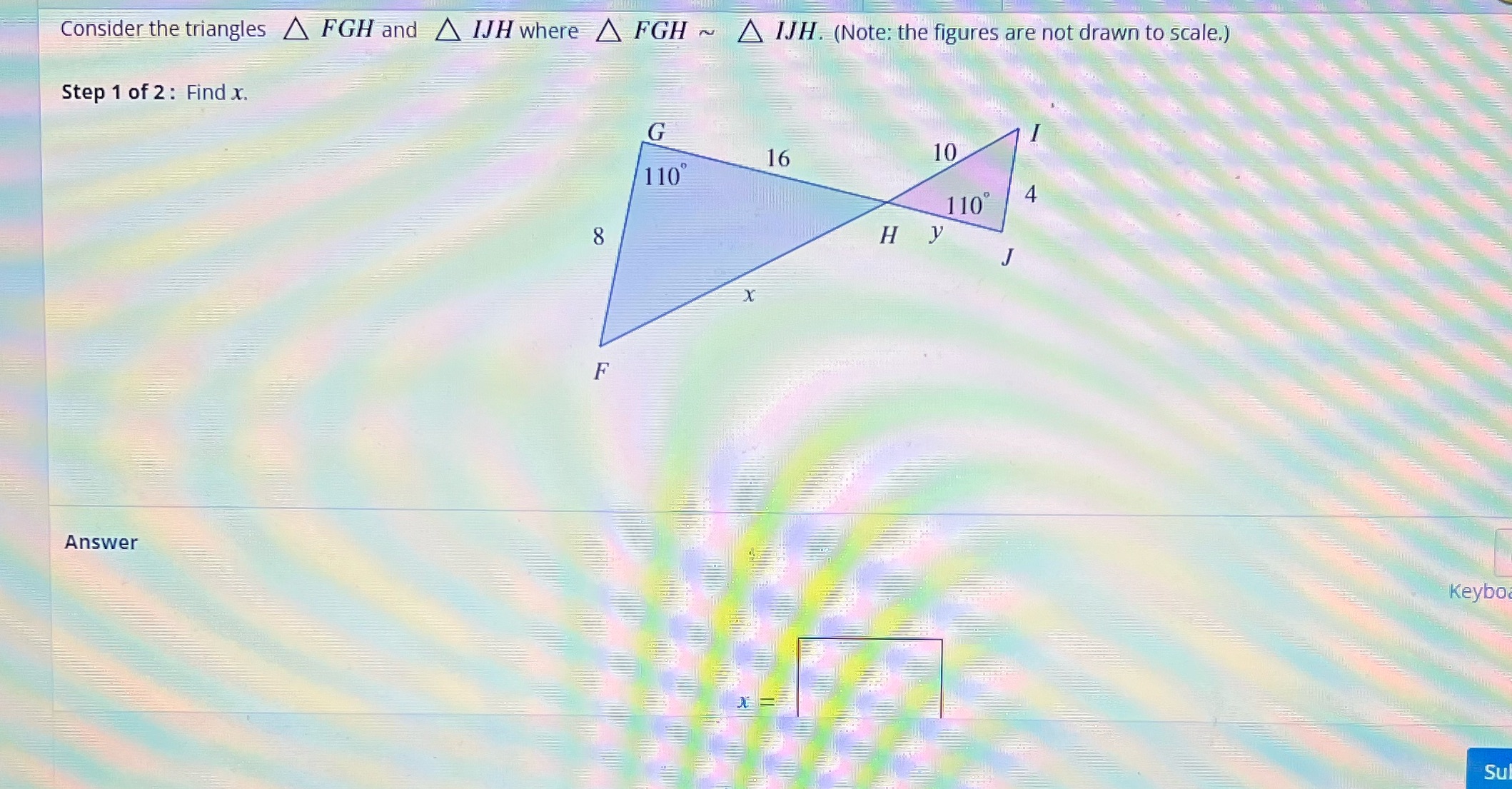 Consider the triangles A FGH and A IJH where A
