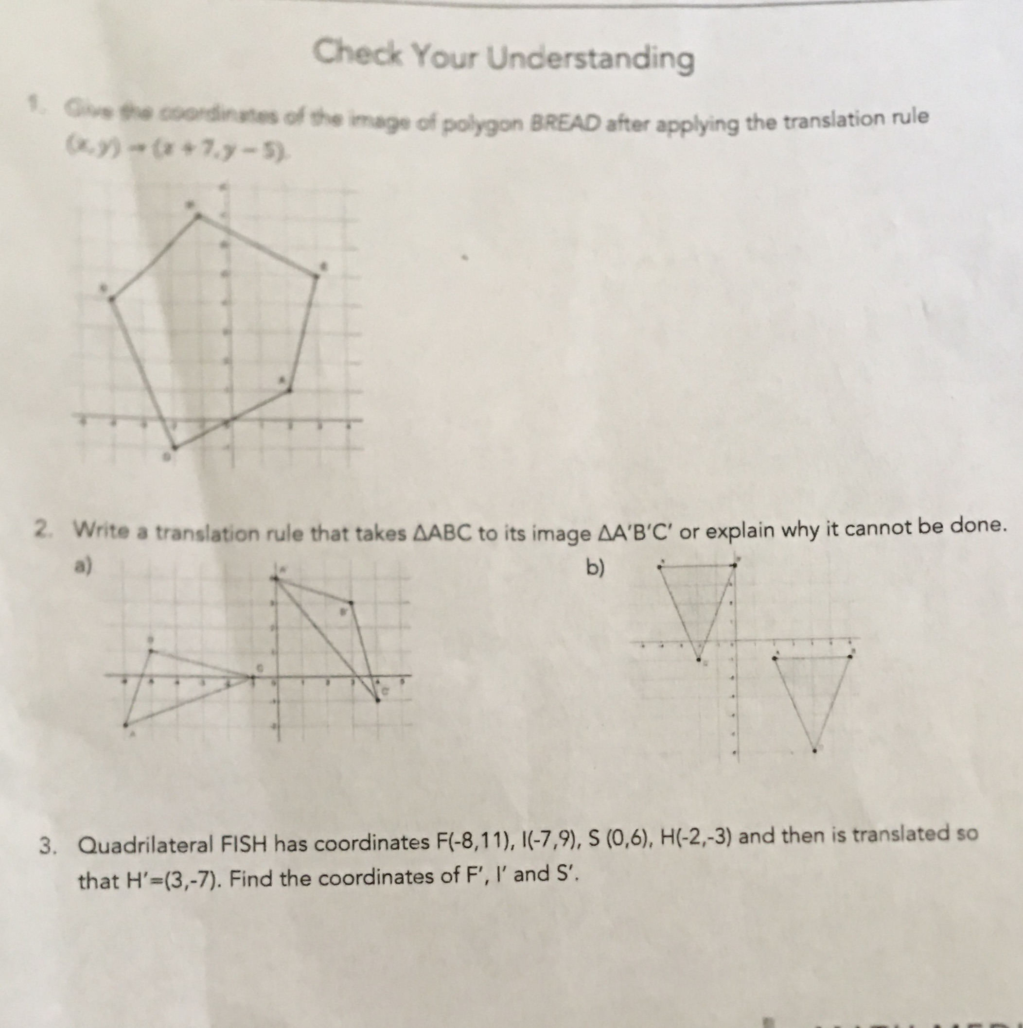 Check Your Understanding 1. Give the coordinates
