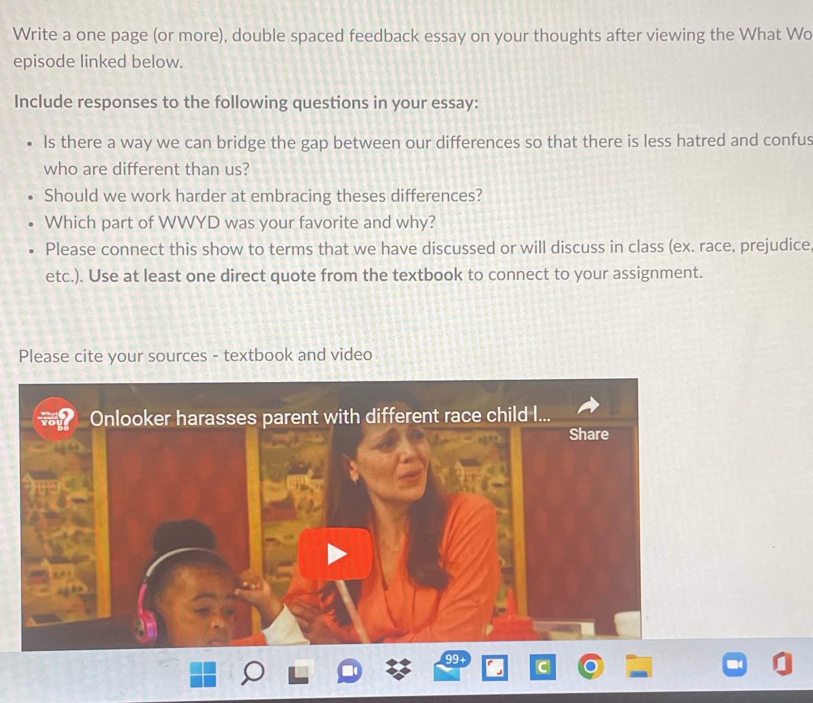 Write a one page (or more), double spaced