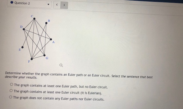 Question 2 C E G F Q Determine whether the graph