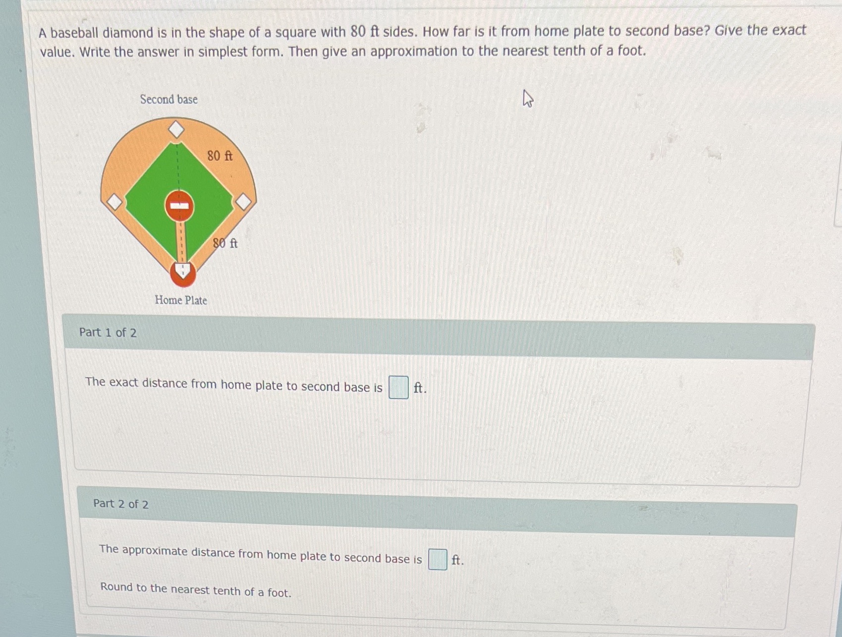 7 part 1 and part 2 Ty A baseball diamond is in
