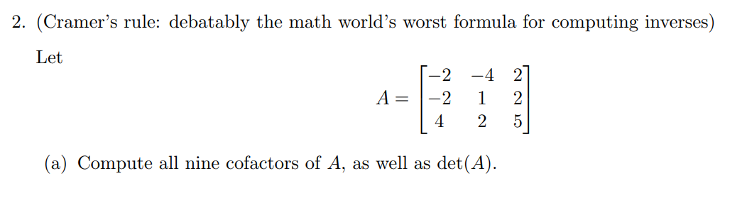 2. (Cramer's rule: debatably the math