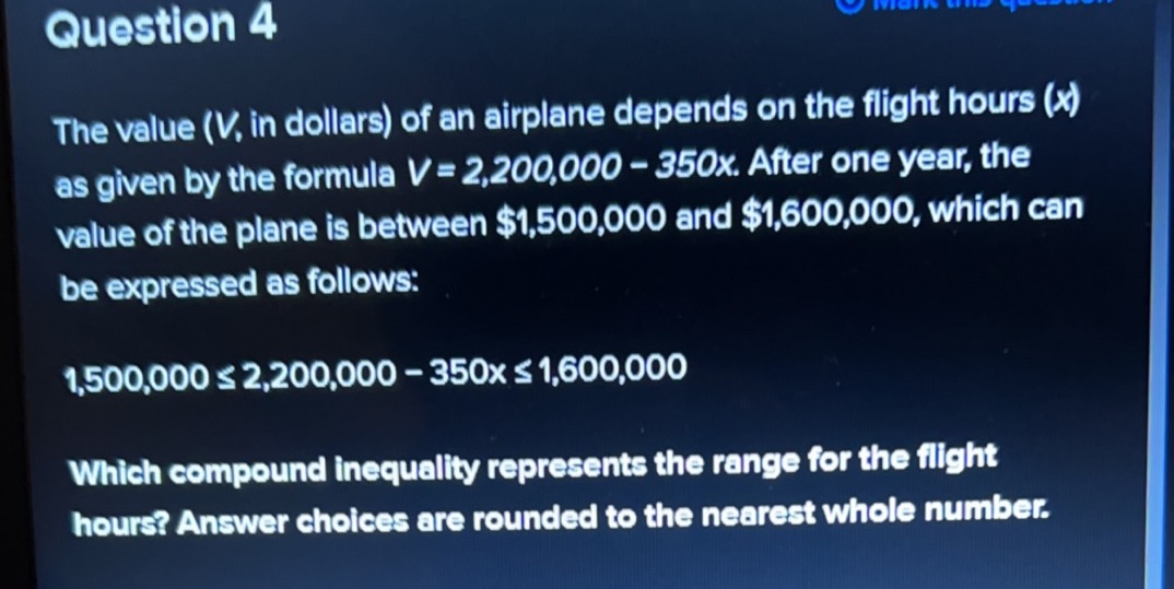 Which compound inequality represents the range