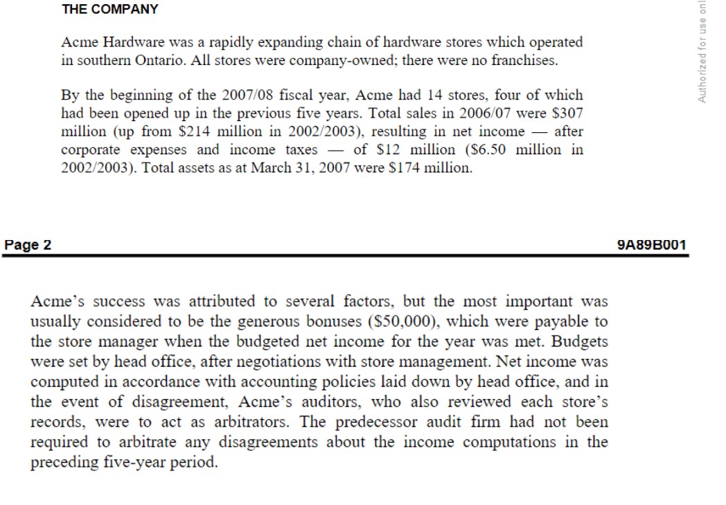 ACME HARDWARE Alister K. Mason, Partner, Deloitte